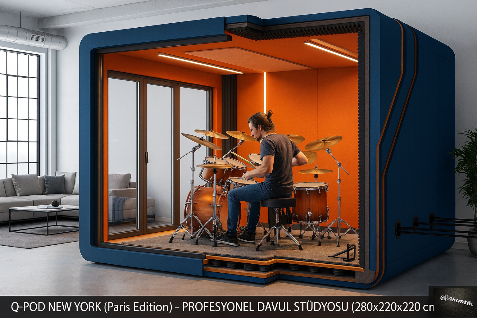Davul Kabini Q-Pod Rhythm ile Profesyonel Ses Yalıtımı Davul Kabini Q-Pod Rhythm ile Profesyonel Ses Yalıtımı